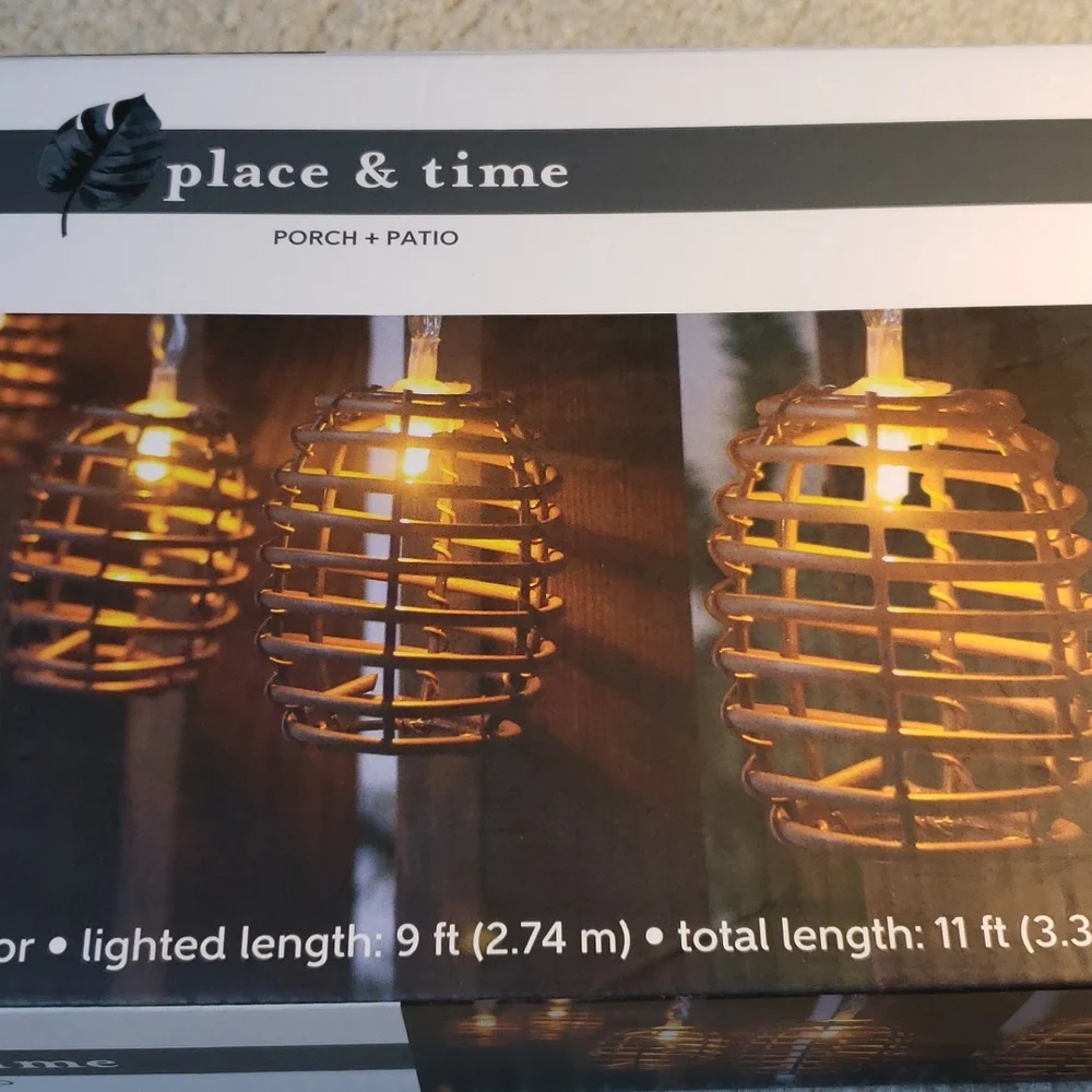 NWT Place & Time Wicker Porch and Patio String Lights
